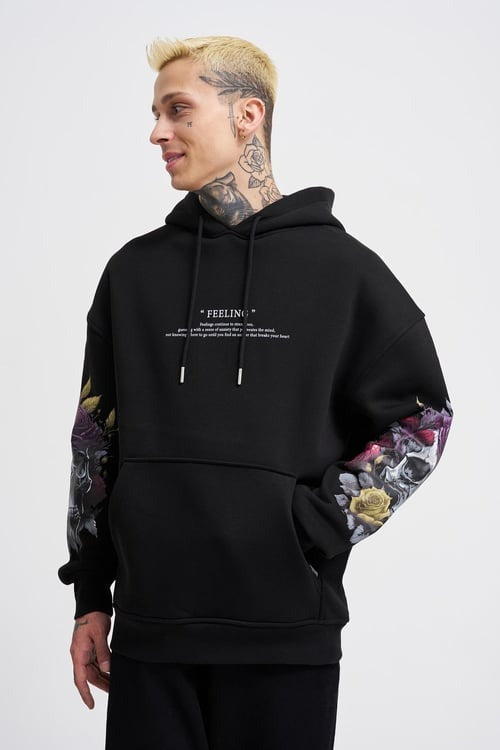 Skull Printed Feelings Hoodie